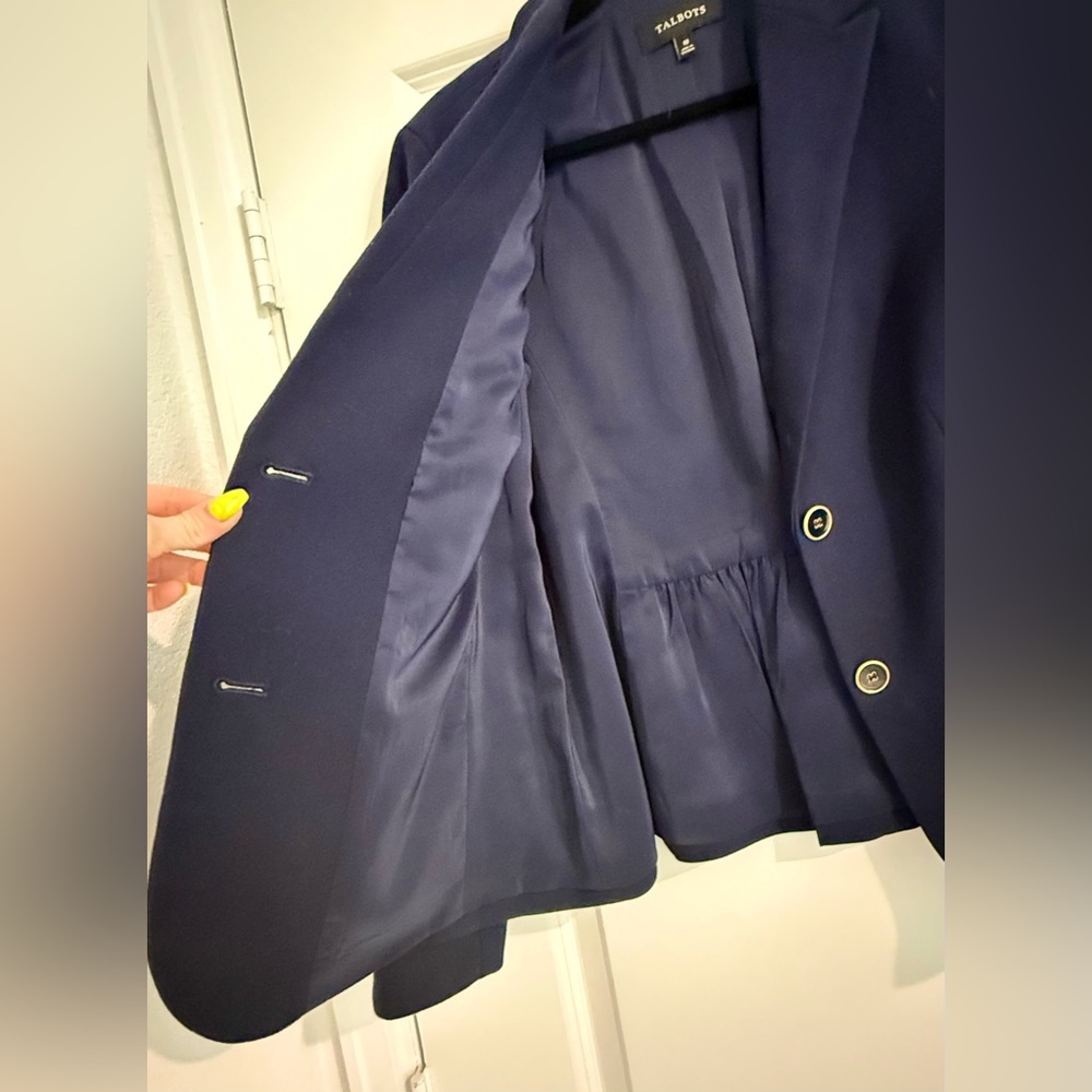 Talbots Navy Two-Button, Tailored Blazer - Picture 5 of 8